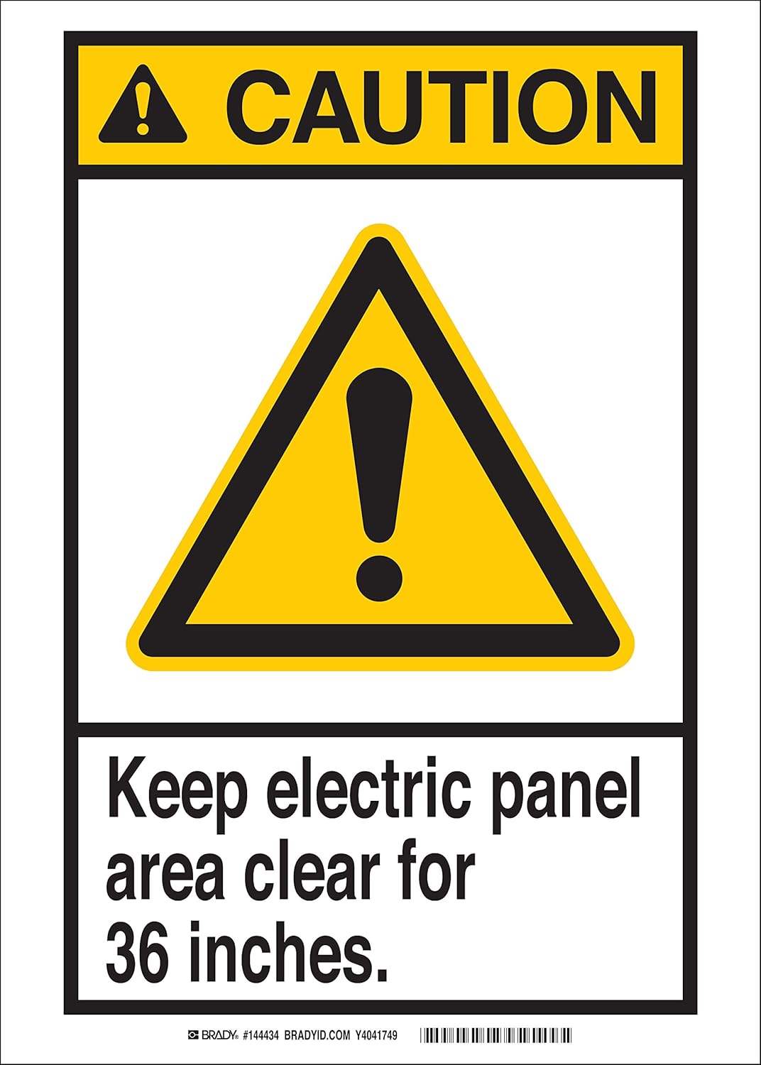 brady 144437铝制 " caution keep electrical panel 透明适用于